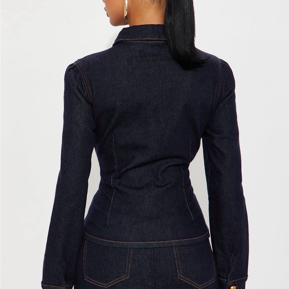 Fashion Nova Black Denim Jacket and Skirt Set - Picture 3 of 4